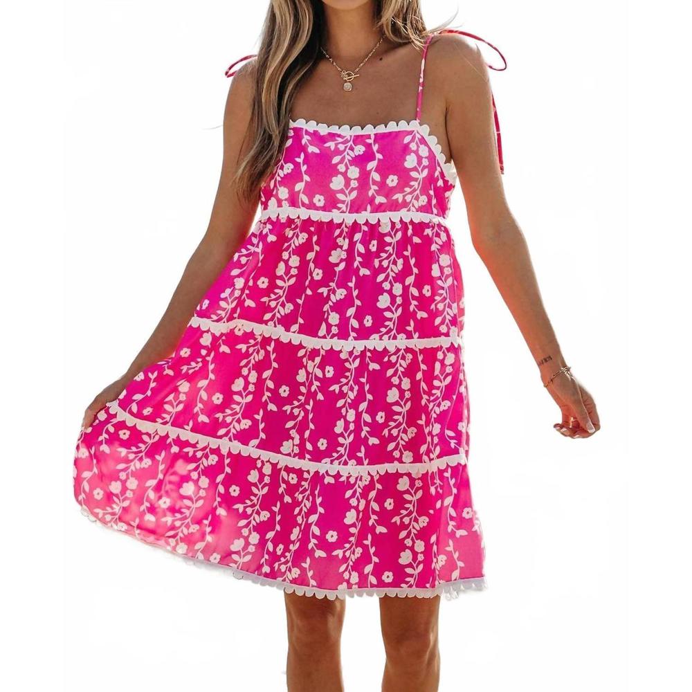 NEW AAPPARELLA floral print trim dress in pink